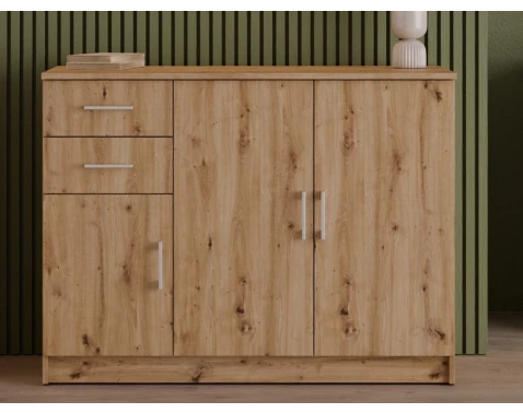 Komoda 3-dveřová Universal, 118 cm, dub artisan