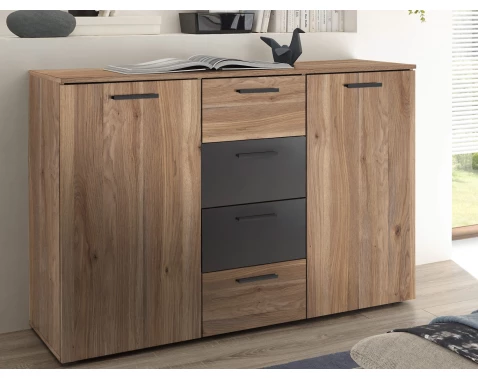 Komoda se šuplíky Aschau, dub mauvella/grafit