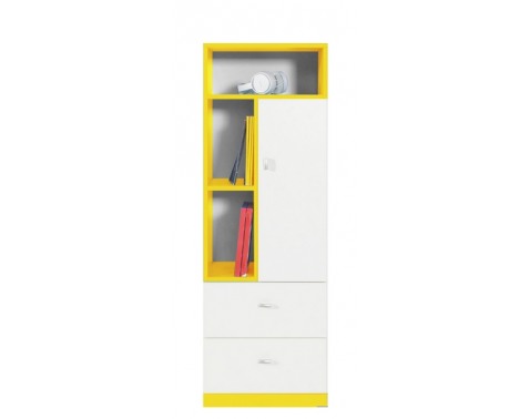 Regál - 2 zásuvky, 1 dvere, š/v/h: cca. 45x135x40 cm