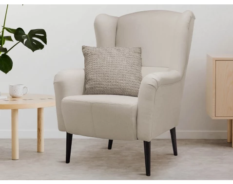 Křeslo ušák Canto, světle béžová tkanina