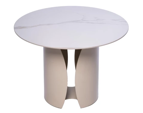 Kulatý konferenční stolek Kira, 60 cm, krémová/imitace světlého mramoru