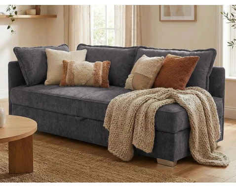 Pohovka s úložným prostorem Donna, kouřově šedá látka