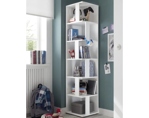 Levně Rohový regál s přihrádkami Corner Shelf, bílý