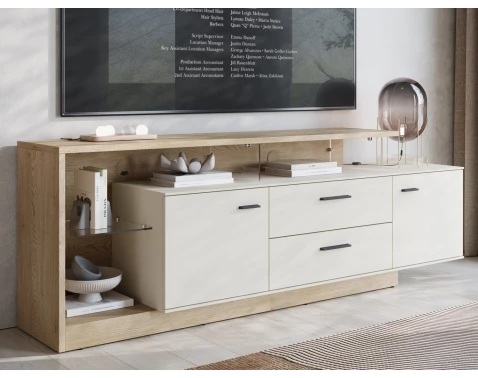 TV stolek Meolo, 191,5 cm, dub cremona/béžový kašmír