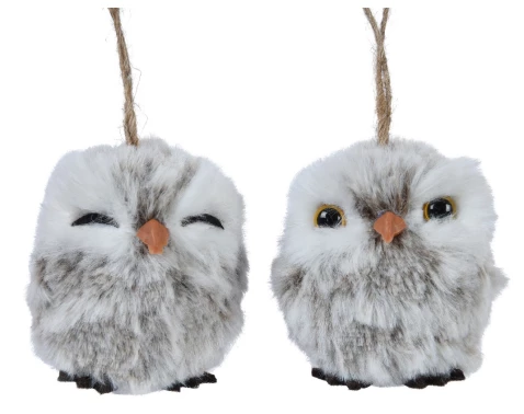 Dekorace (2 varianty) Plyšová sova, šedá