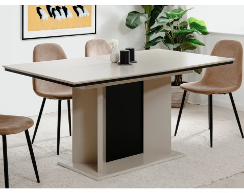Rozkládací jídelní stůl Novella 160x90 cm, béžový/černý