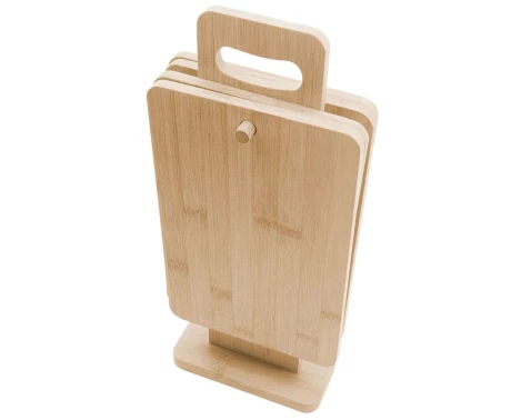 Kuchyňská prkénka (4 ks) ve stojanu Bambus 22x14 cm