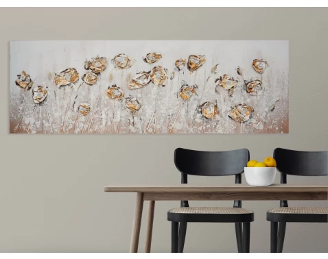 Ručně malovaný obraz Květiny 120x40 cm, 3D struktura