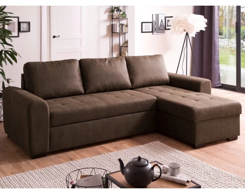 Rohová sedací souprava Holly, hnědá vintage látka