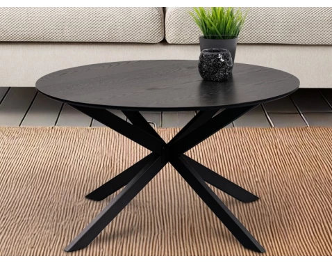 Kulatý konferenční stolek Paul, 48 cm, černý jasan