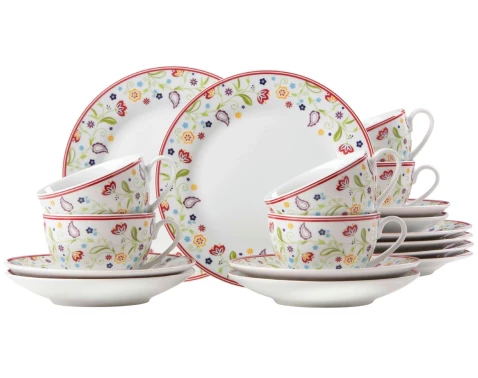 Kávový servis (18 dílů) Shanti Doppio, barevné květiny