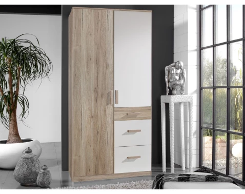 Šatní skříň Cariba, 90 cm, dub san remo/bílá