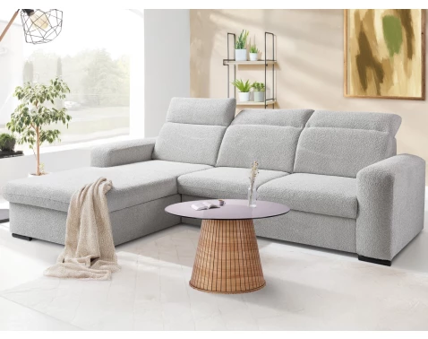 Rohová sedačka Dover, šedo-béžová strukturovaná látka, levý roh