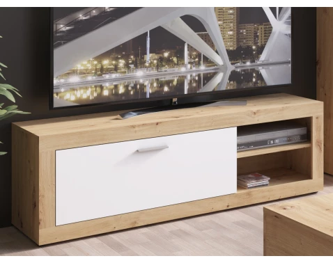 TV skříňka Brilon, 150 cm, dub artisan/bílá