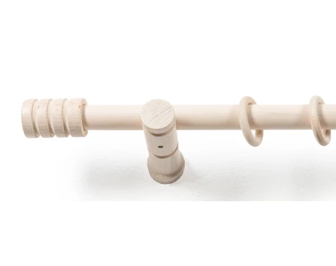 Záclonová tyč s háčky Rullo 160 cm, bílé dřevo