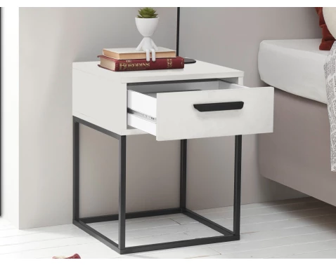 Noční stolek s 1 zásuvkou Suna, bílý