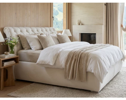 Postel boxspring Agnes 180x200 cm, krémová látka