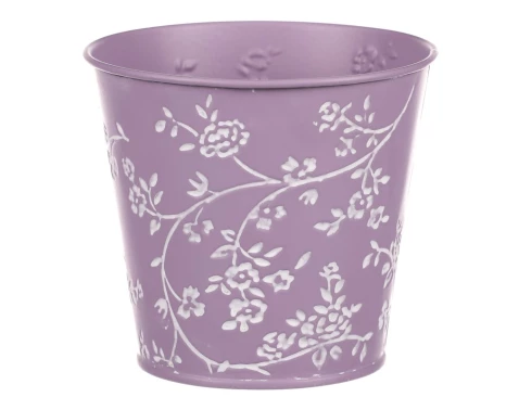 Levně Obal na květináč fialový s bílými růžemi, 14 cm