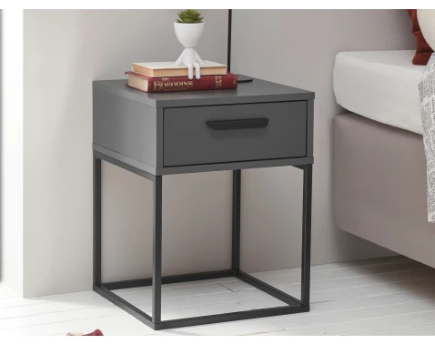 Noční stolek s 1 zásuvkou Suna, grafitový