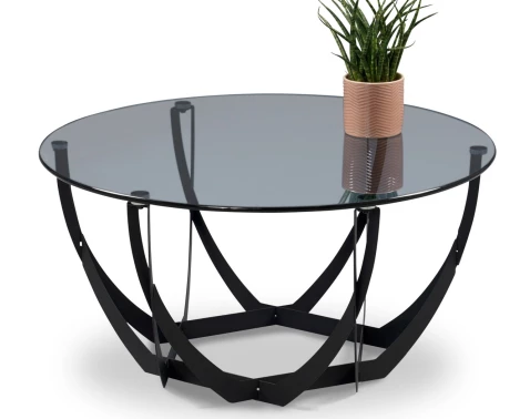 Konferenční stolek Maya, 80 cm, černý/šedé sklo