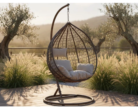 Závěsné křeslo Izeda, hnědé