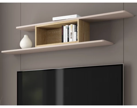 Nástěnný regál s policemi Avola, béžová kašmír/dub cremona