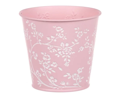 Levně Obal na květináč růžový s bílými růžemi, 14 cm