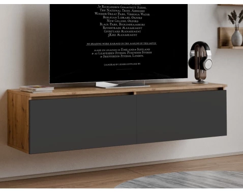 Závěsná TV skříňka Asko Living, 135 cm, dub artisan/antracit