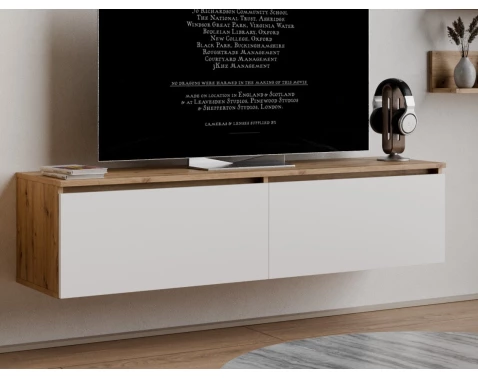 Závěsná TV skříňka Asko Living, 135 cm, dub artisan/bílá