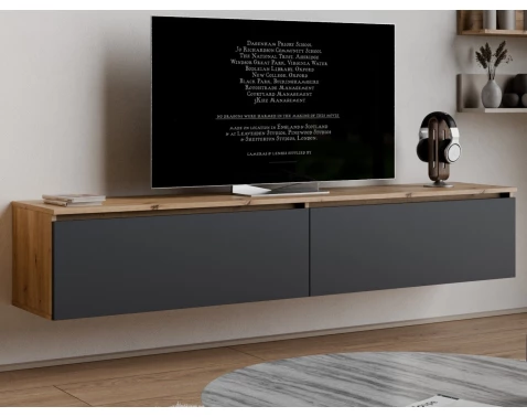 Závěsná TV skříňka Asko Living, 180 cm, dub artisan/antracit