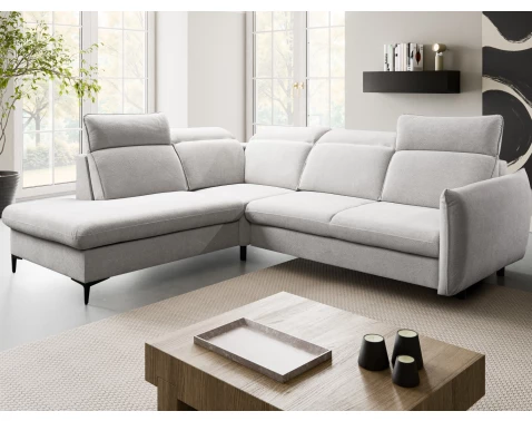 Rohová sedačka Glow, světle šedá látka, levý roh