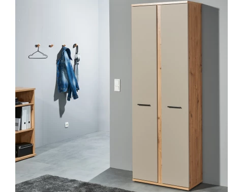 Vysoká úložná skříň Kanada 68 cm, dub artisan/kašmírová béžová