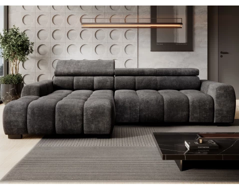 Rohová sedačka Bison,grafitová tkanina,levý roh,elektrické polohování