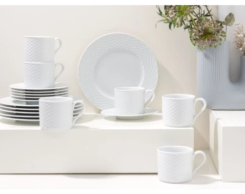 Kávový servis (18 dílů) Polo, bílý