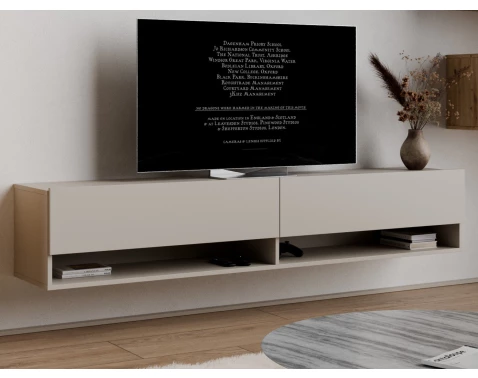Závěsná TV skříňka Asko Living, 180 cm, béžová kašmír
