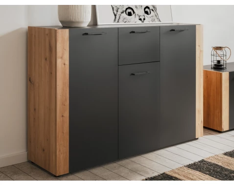 Skříňka se zásuvkou Santio 125 cm, dub artisan/antracit