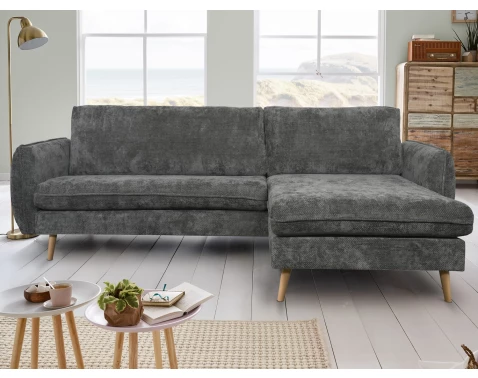 Rohová sedačka Salma, grafitová tkanina, univerzální pravá/levá