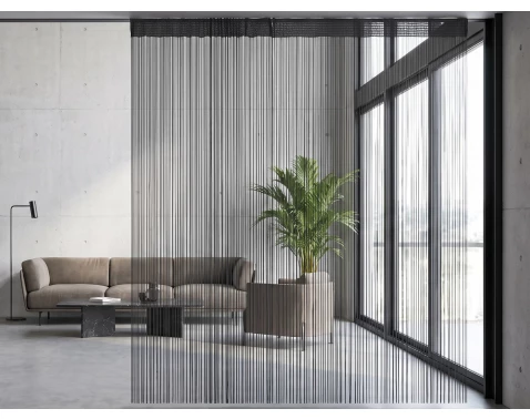 Provázkový závěs/záclona Hammer 90x245 cm, černá