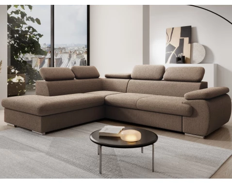 Rohová sedačka Viera, světle hnědá látka, levý roh
