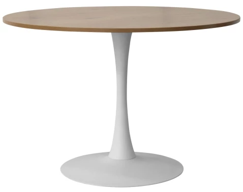 Levně Kulatý jídelní stůl Ronduel, 110 cm, bílý/dub