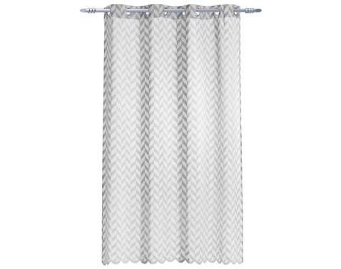 Závěs 140x180 cm, stříbrný s geometrickým vzorem