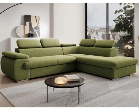 Rohová sedačka Viera, salátově zelená látka, pravý roh