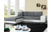 Rohová sedací souprava Mallorca, bílá ekokůže/šedá látka