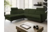 Rohová sedačka Glow, lahvově zelená látka, levý roh