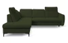 Rohová sedačka Glow, lahvově zelená látka, levý roh