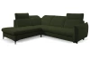 Rohová sedačka Glow, lahvově zelená látka, levý roh