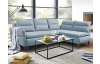 Rohová sedací souprava Danny, šedo-modrá látka