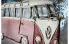 Kovový obraz na zeď Červený Volkswagen 80x40 cm, vintage