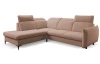 Rohová sedačka Glow, světle lososová látka, levý roh