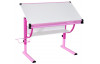 Polohovatelný psací stůl Roufas, růžový/bílý